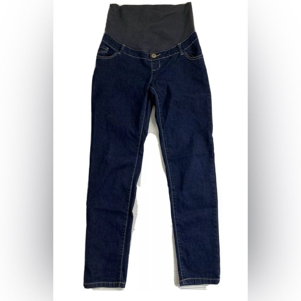 Thyme Maternity Jeans Pants Knit Stretch Band Skinny Jeans Womens Size XS Blue